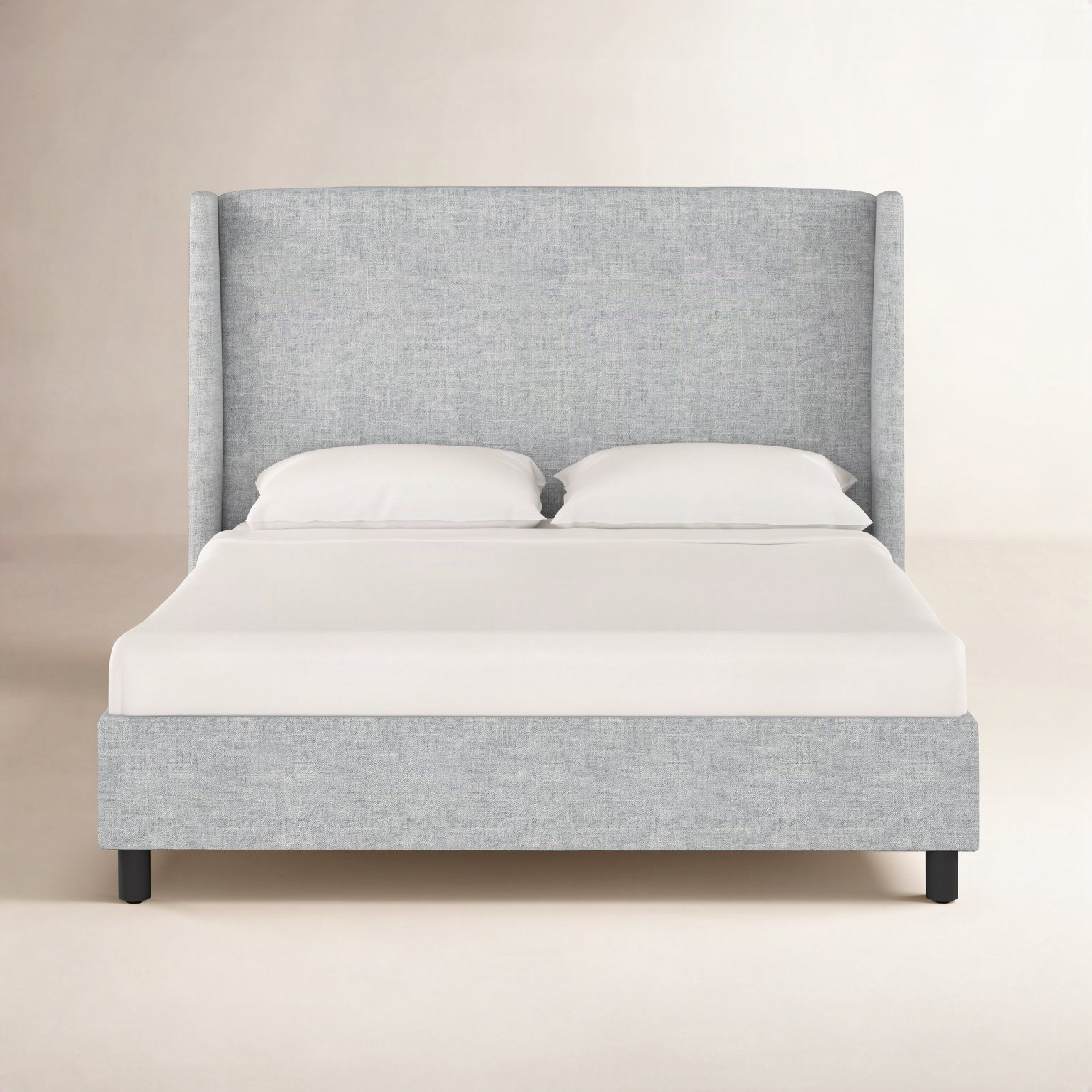 Tilly Linen Upholstered Wingback Bed, California King, Zuma Pumice Textured Linen