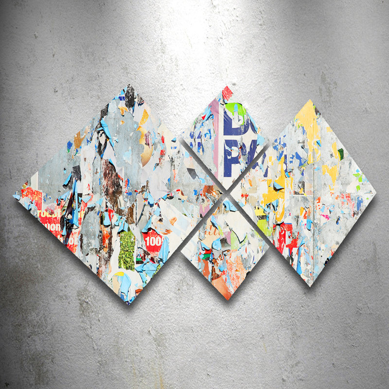 Ensemble de 4 peintures sans cadre sur panneau de fibres à densité moyenne