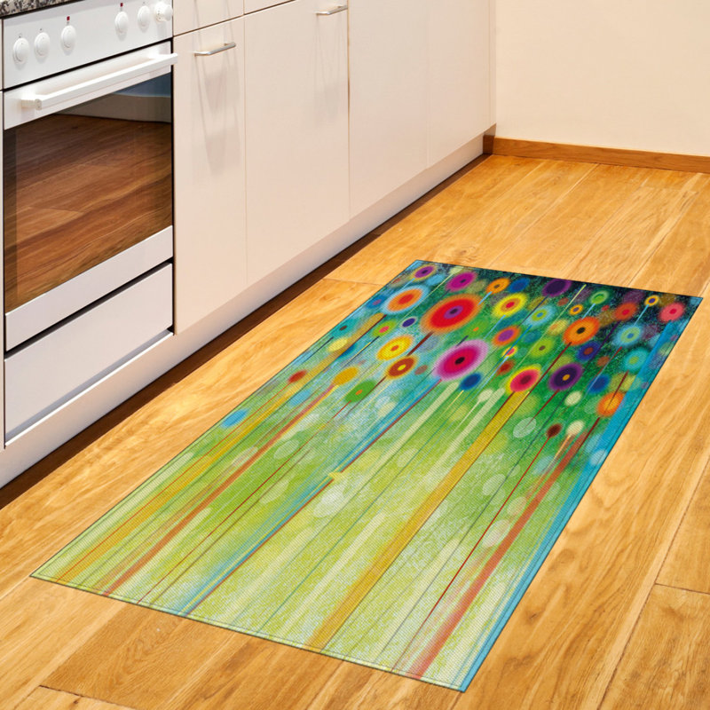 Tapis décoratif floral à haute densité en fibres de polyester, Rectangle 2 pi 7 po x 5 pi