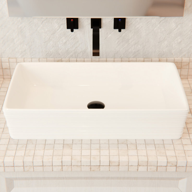 Novatto 26.25'' White Porcelain Rectangular Bathroom Sink