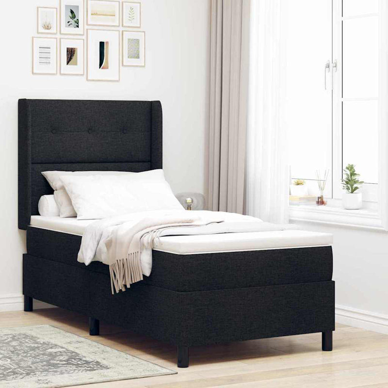 Lit sommier tapissier avec matelas Vidaxl noir 39,4 "x 78,7", Simple, Noir