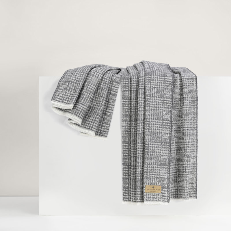Sutton Plaid Throw,  Charcoal Houndstooth
