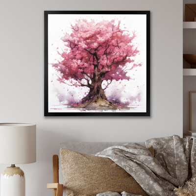 «Pink Blossoming Tree Watercolor Bliss», reproduction sur toile