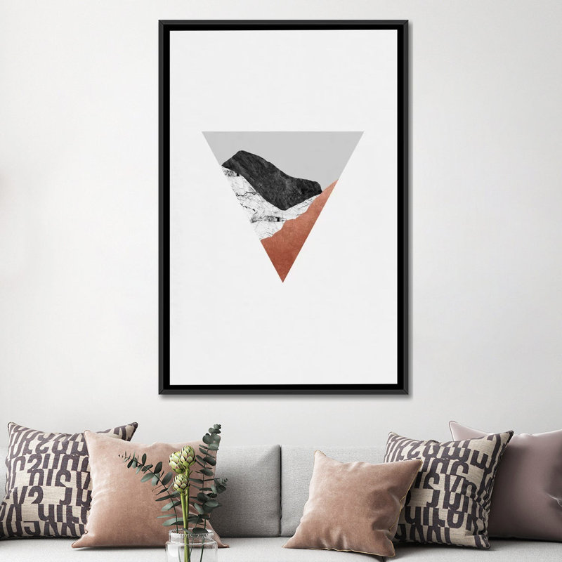 «Geometric II», impression sur toile, H 60 po x l 40po x P 1,5 po, Toile avec cadre noir, Pas de tapis