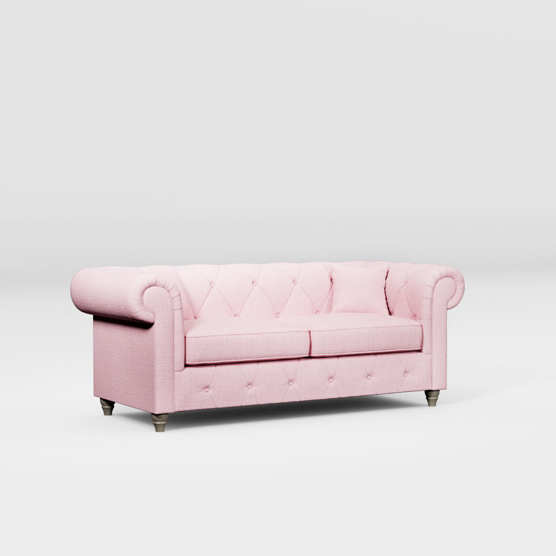 Ellrich 3 Seater Sofa, Pink, Washed Oak