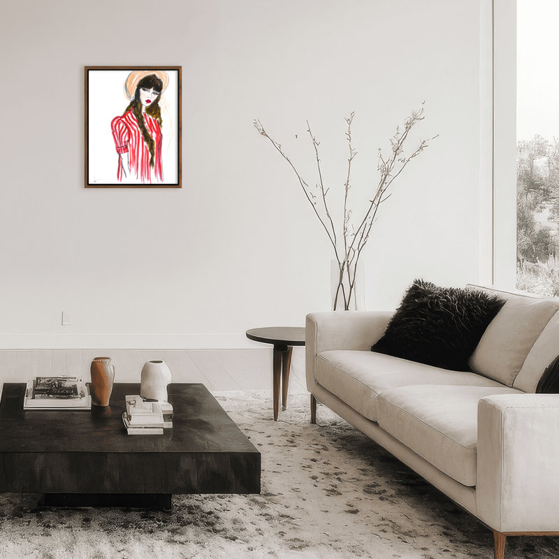 'Monique' Framed Print Wall Art, 30" H x 24" W x 2.375" D, Framed Canvas, Brown