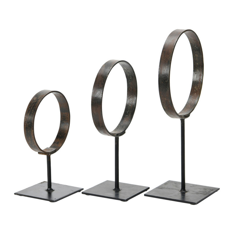 Mulroney Decorative Modern Found Metal Rings On Stands