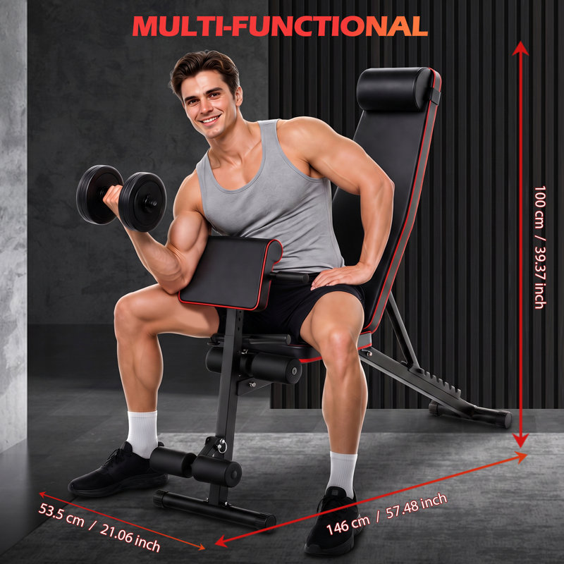 Banc de musculation pliable 10-en-1 multifonctionnel, banc à haltères inclinable / inclinable / ajustable, appareil de musculation complet