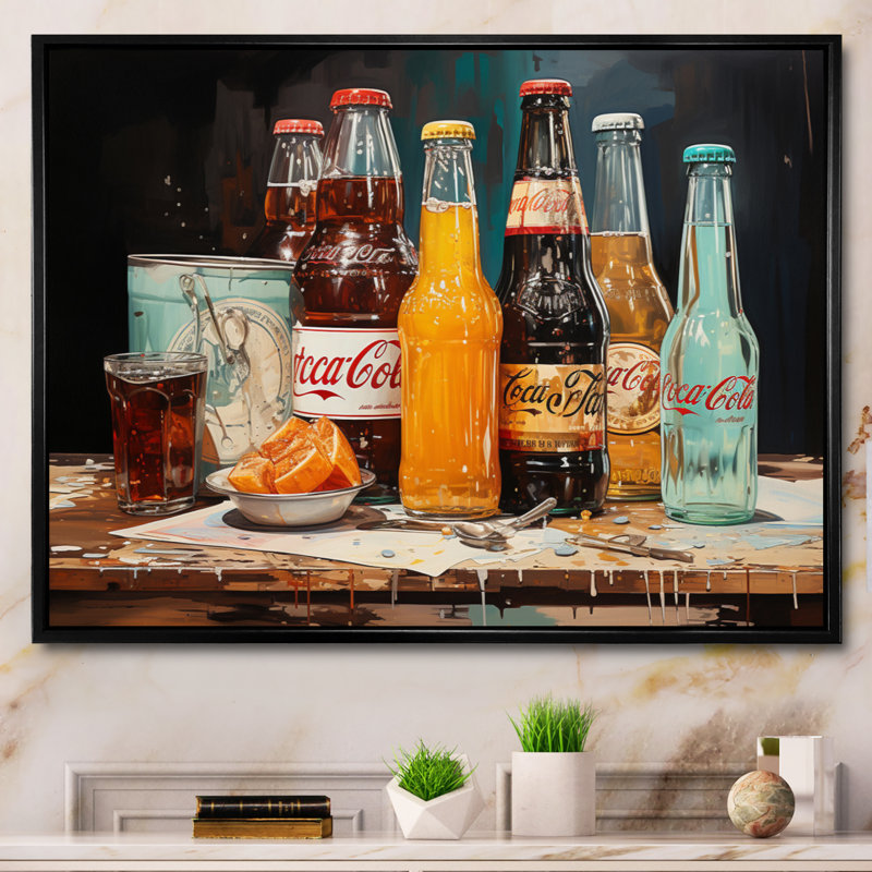 " Vintage Soda Harmony II ", Black Floater Framed, 16" H x 32" W x 1" D