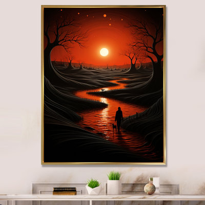 Magical Sunset on Minimal River Landscape I - reproduction