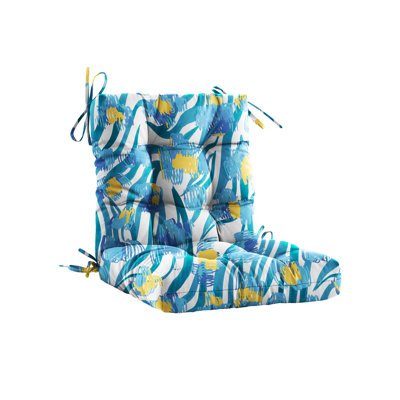 Coussins de chaise d'extérieur toutes saisons, coussins de siège de patio 40 x 20 x 4 pouces résistants à l'eau et à la décoloration avec sangles, housse 100% polyester non amovible, haute résilience pour les chaises de terrasse, de piscine, de balcon