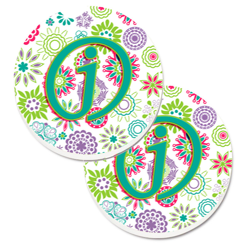 Sous-verre voiture de voiture fleurs initial, J