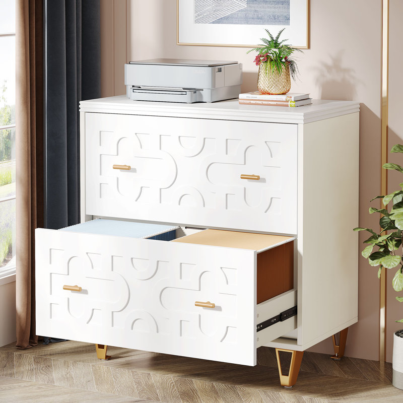 2-Drawer Lateral File Cabinet, Modern Filing Cabinet, White