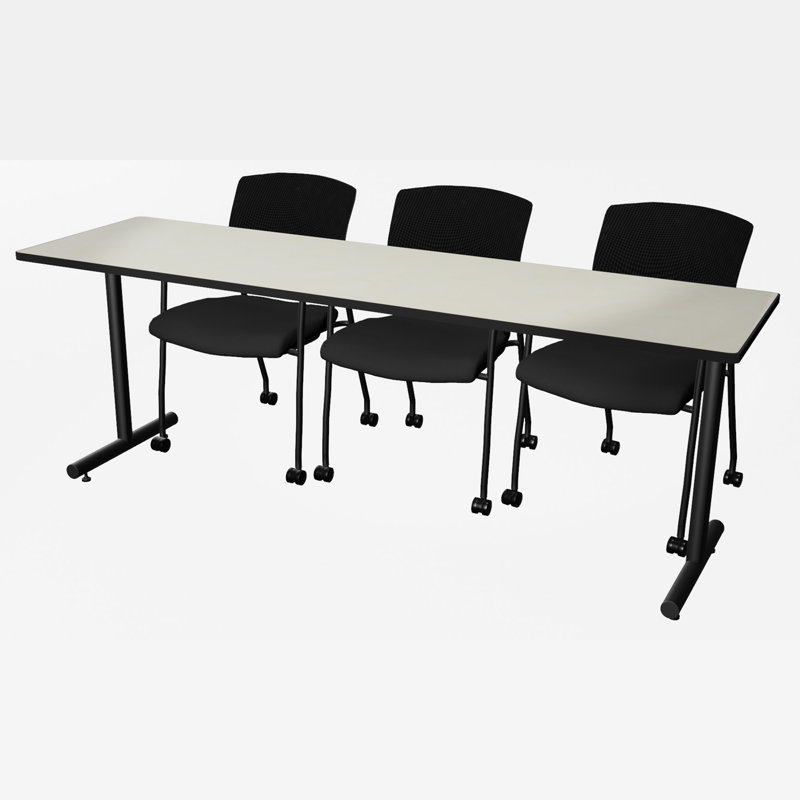 Maegan Rectangle 2 Person Training Table and Chair Set, 29" H x 66" L x 24" W, Maple