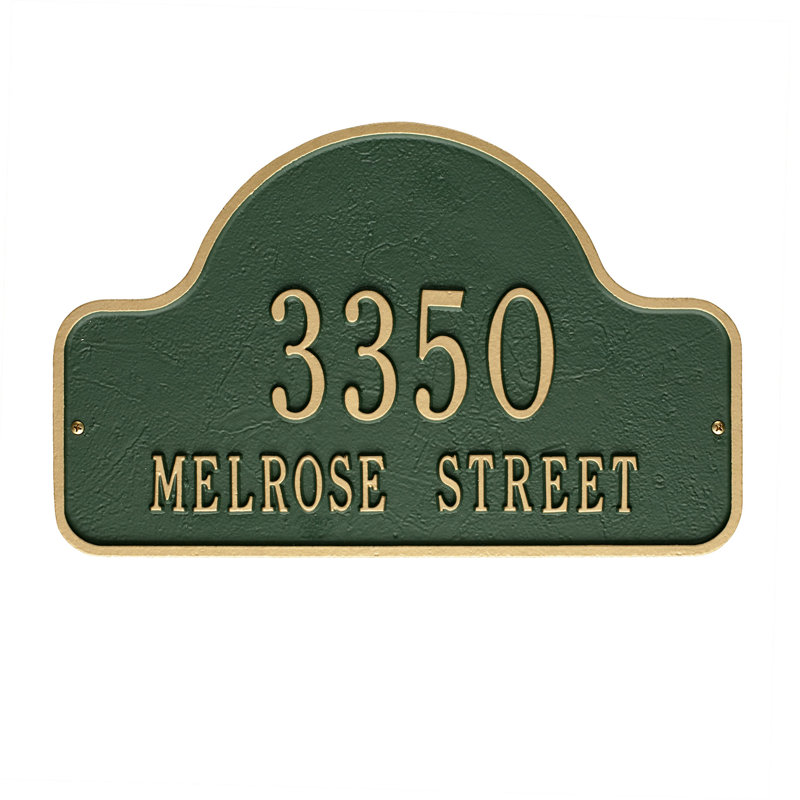 Plaque d'adresse murale à 2 lignes Lexy, Vert/doré, Oui