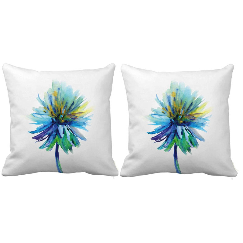 Housse de coussin Flower, Bleu et vert