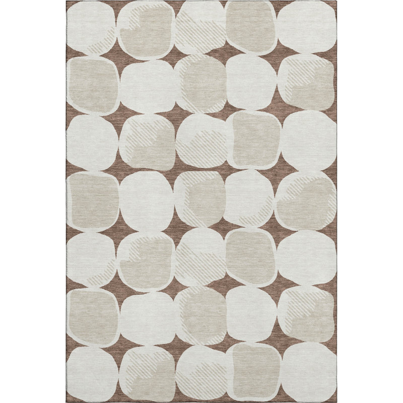 Premium Machine Washable Prisco Brown Rug, Rectangle 9' x 12'