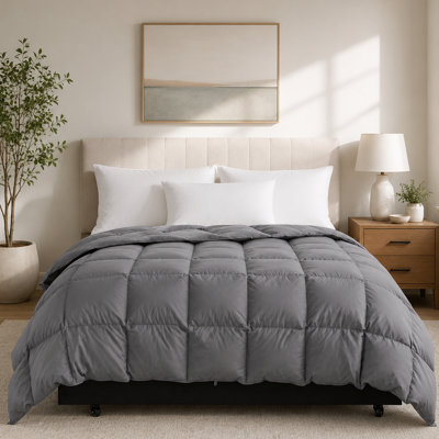 Luxury Hotel Feather and Down Fiber Comforter Hypoallergenic 100% Cotton All Seasons Duvet Insert 