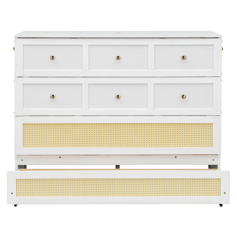 Lit escamotable double avec grands tiroirs, Blanc