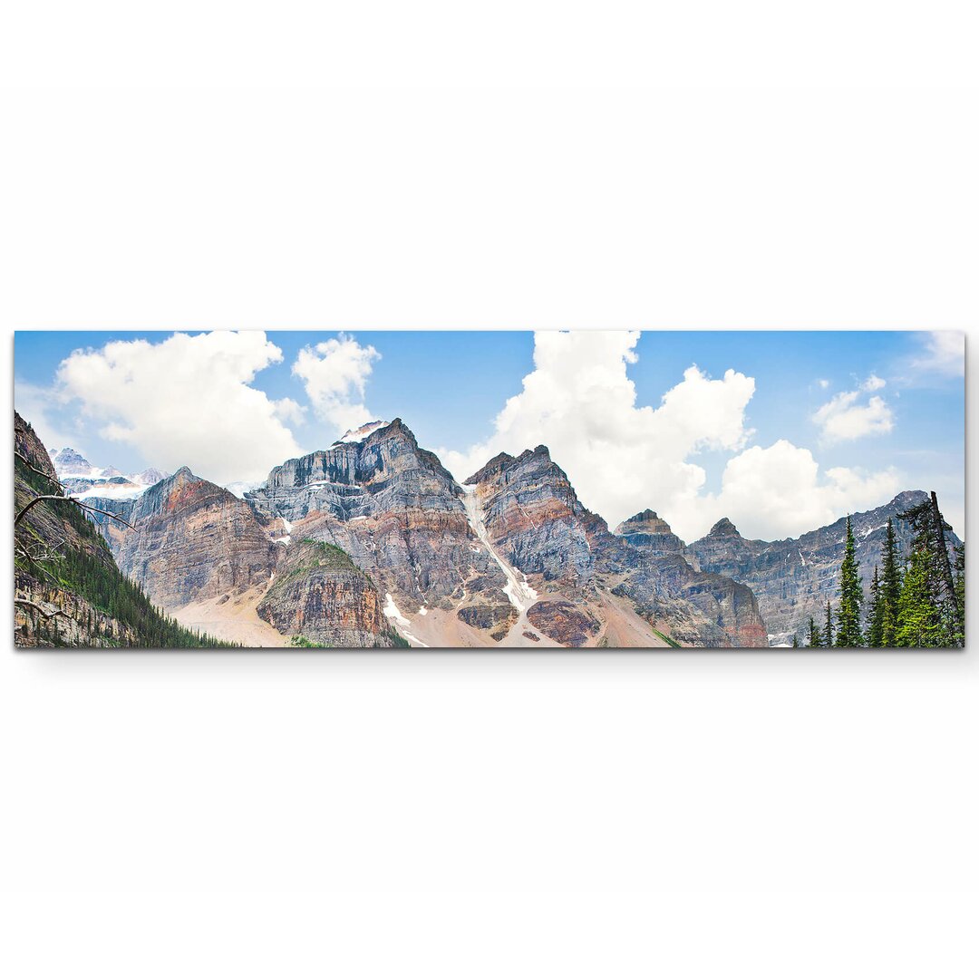 Leinwandbild Kanadische Rocky Mountains spiegeln sich im Fluss