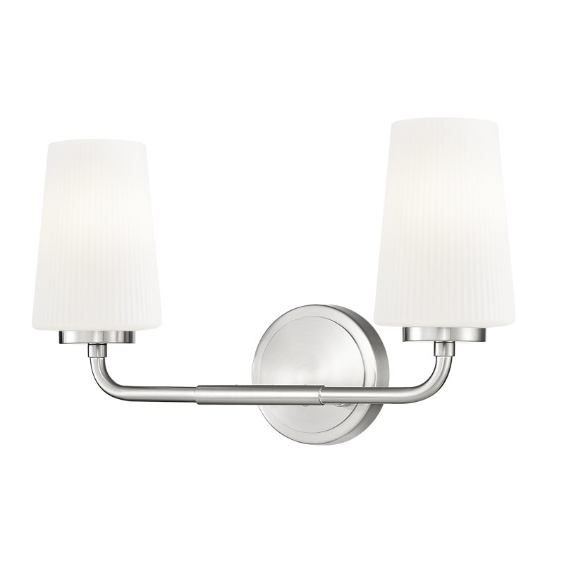 Coiffeuse Mathieson, H 9,5 po x l 16 po x P 6,5 po, Deux lumières, Nickel brossé