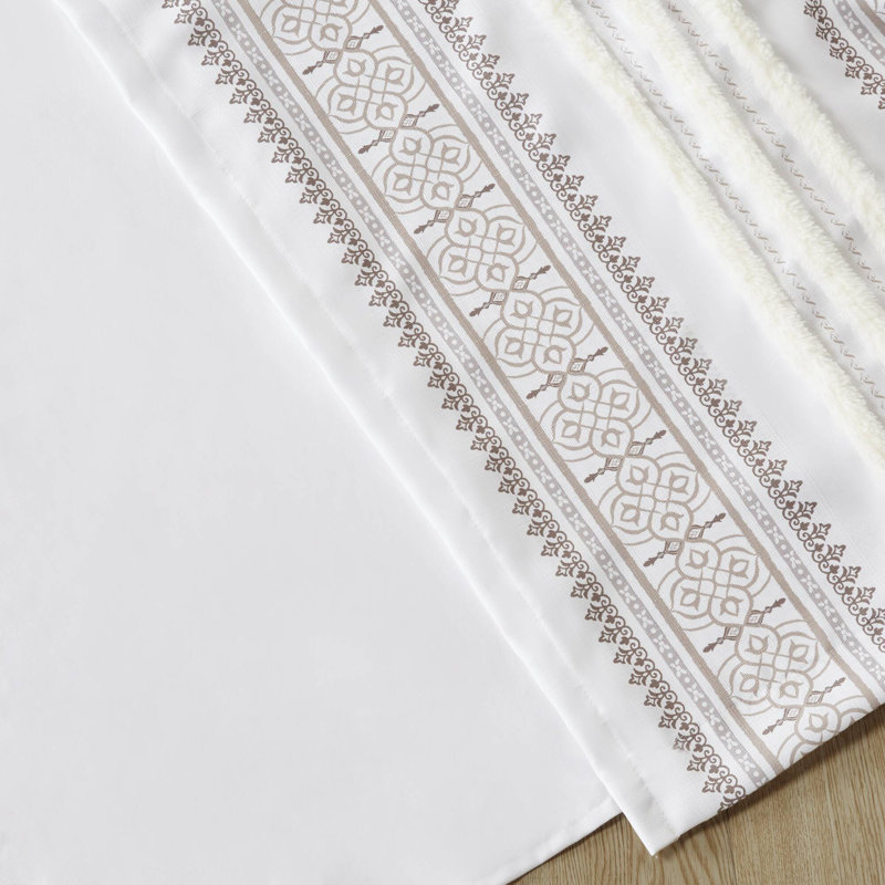 Extra Long White Velvet Geometric Stripe Drape Panel