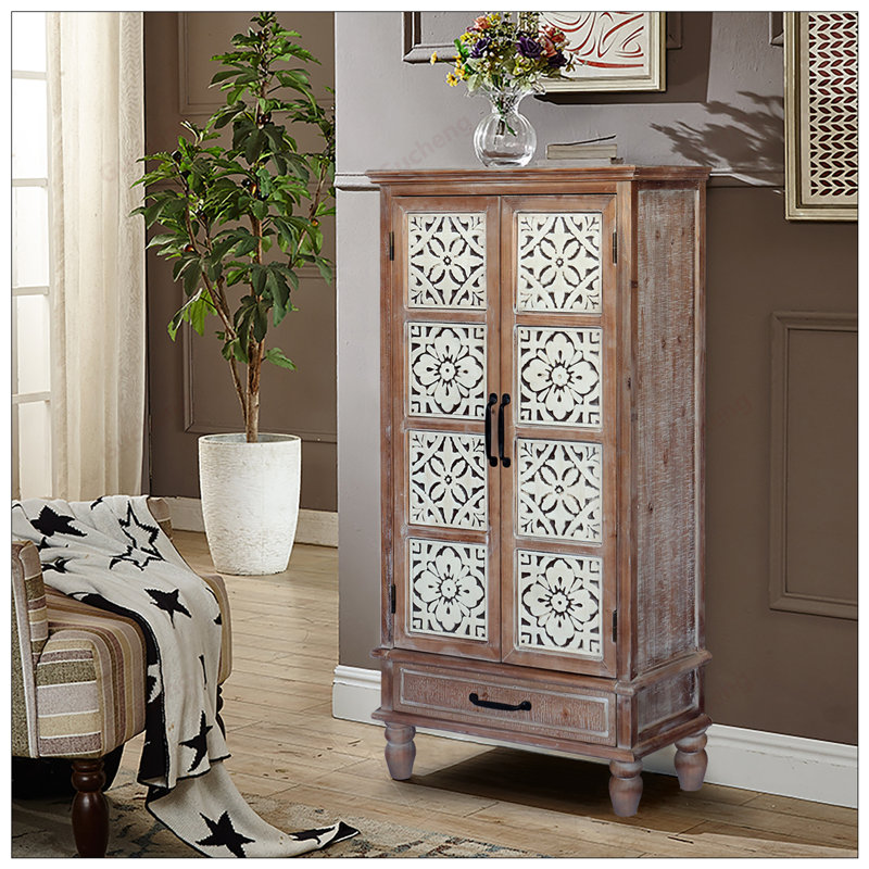 Grande armoire de rangement de 55,12 pouces - Buffet en bois rustique avec design vieilli et rangement polyvalent pour la décoration et l'organisation