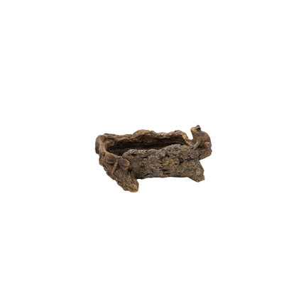 Faux Wood Frog & Dragonfly Log Planter