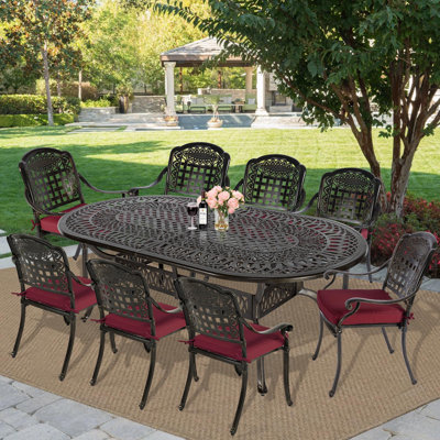 Oval 8 - Person 83.8" Long Dining Set with Cushions by Bloomsbury Market
