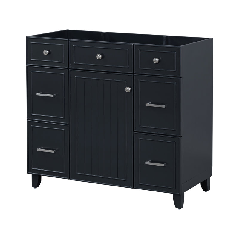 [Cabinet seulement] Meuble-lavabo de 36 po (lavabo non inclus), Noir, noir, noir, noir, Argent argent
