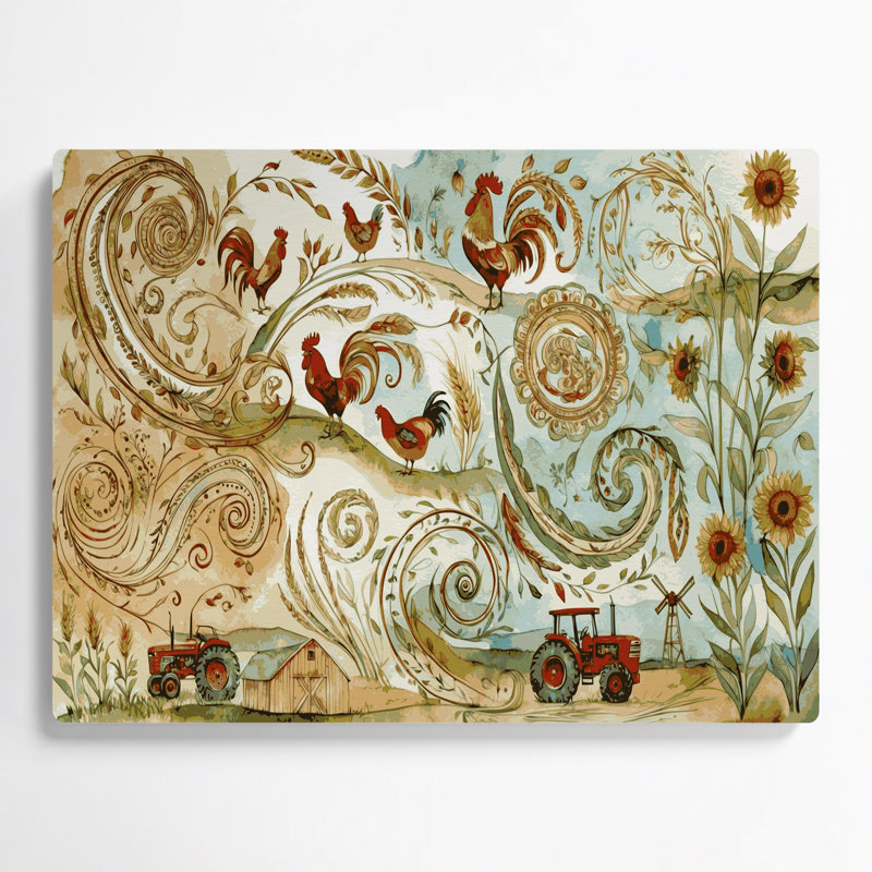Farm Paisley Designs Beige Metal Wall Art, 11" H x 14" W
