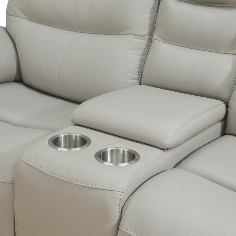 Ensemble de salon, canapé, causeuse et fauteuil inclinables électriques en cuir véritable 3 pièces