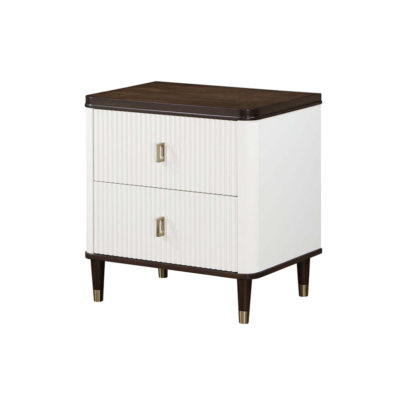 Stylish 2-Drawer Nightstand With USB Port, Combining Modern Functionality And Elegant Design For Any Bedroom.