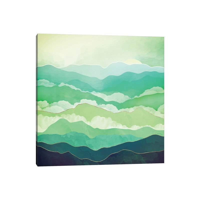 Emerald Spring - impression d'art graphique, Aucun mat, Toile tendue, H 12 po x l 12 po x P 0,75 po