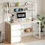 Bureau d'ordinateur 60 pouces avec tiroirs, bureau d'écriture avec huche pour chambre à coucher-1703583271