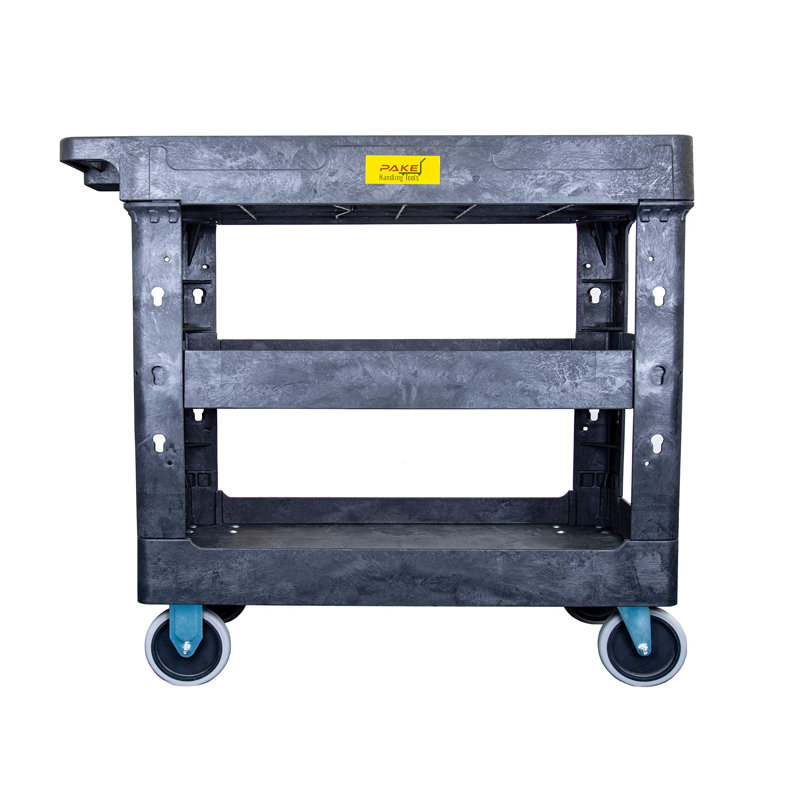 Gray Heavy Duty Plastic Utility Cart with Wheels and Handle