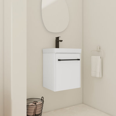 Floating Wall-Mounted Bathroom Vanity with Ceramic Sink