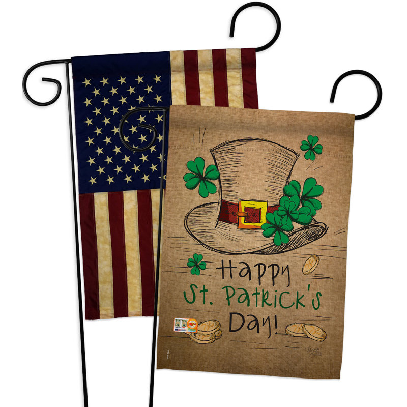 Drapeau de jardin en polyester 18 x 13 po St Pat's Hat
