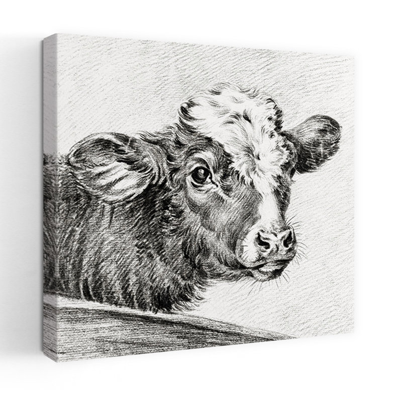Tête de vache, art mural rétro rétro, H 24 po x l 24 po
