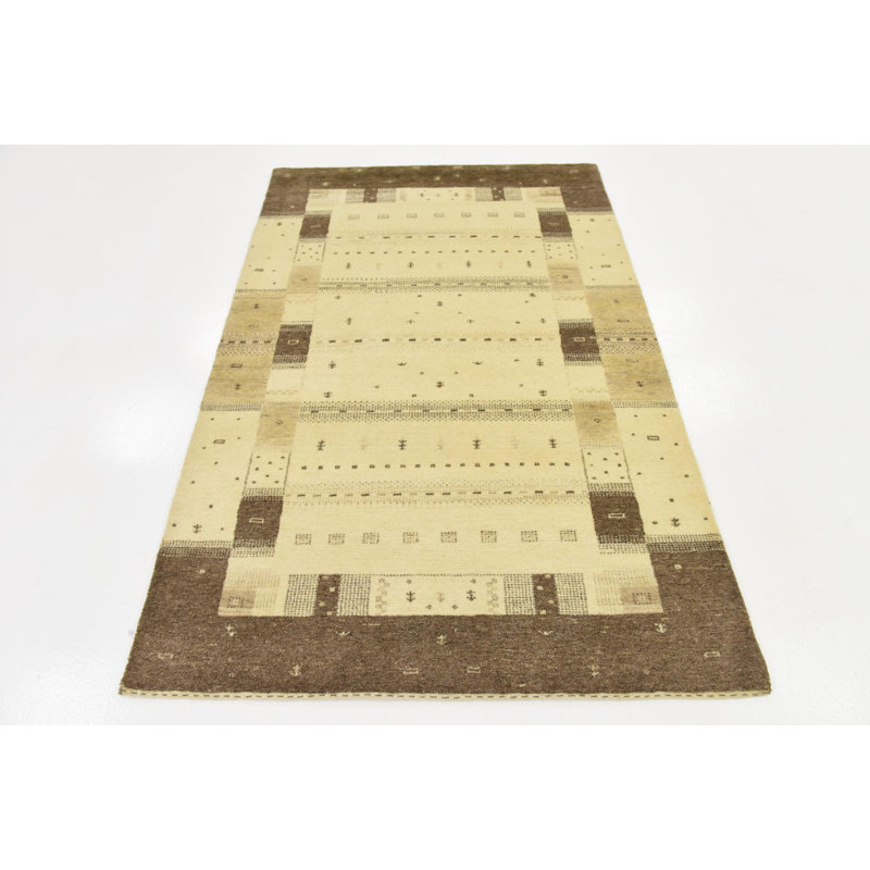 Tapis de la surface en laine 4 pi x 6 po noué la à la main one-of-kind Didcot