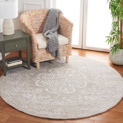 Precious Hand Tufted Wool/Bamboo Silk/Cotton with Cotton Backing Oriental Rug in Beige/Ivory