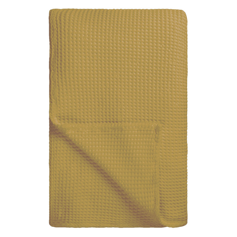 Alba Waffle Weave Bed Throw, Queen, Mimosa