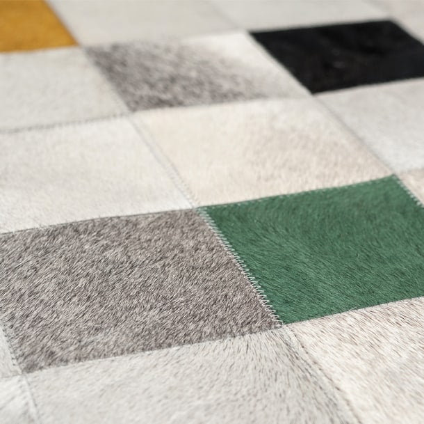 Art Hide Cowhide Area Rug in Green, Rectangle 9' x 12'