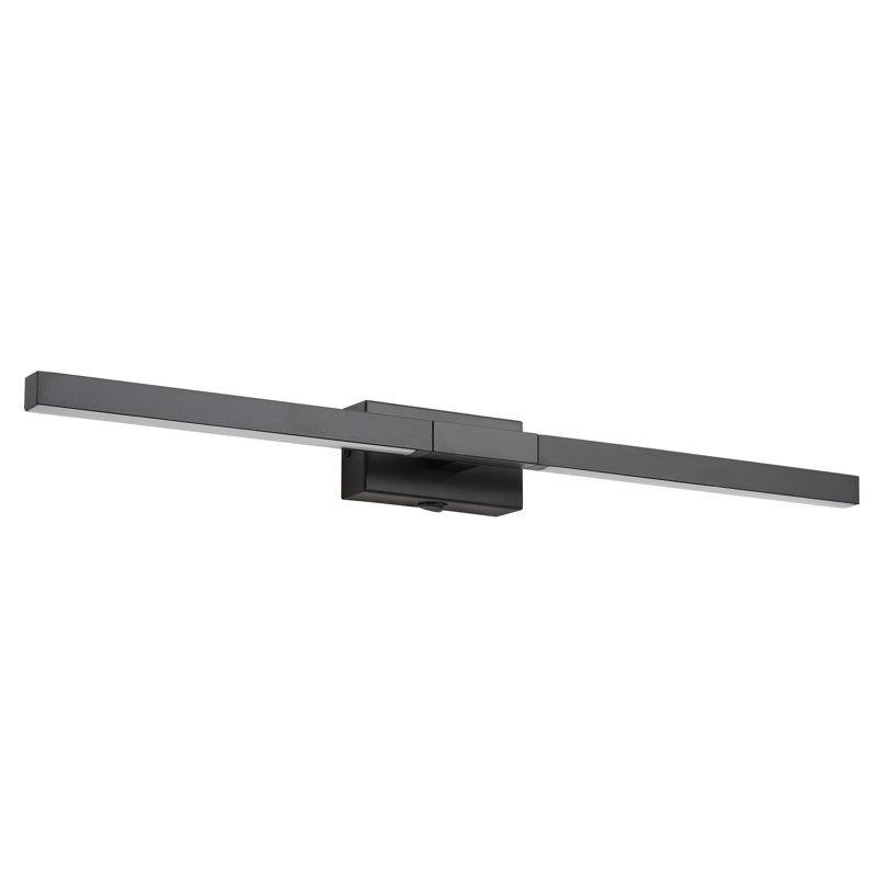 1 - Light 23.6In Flush Mounted Led Bathroom Mirror Light Wall Sconce, Matte Black