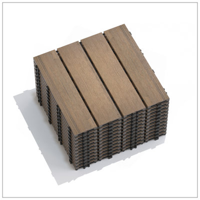 Carreaux de patio en plastique composite WPC durable, facile à installer, résistant aux intempéries, idéal pour une utilisation intérieure et extérieure, 11,8 /