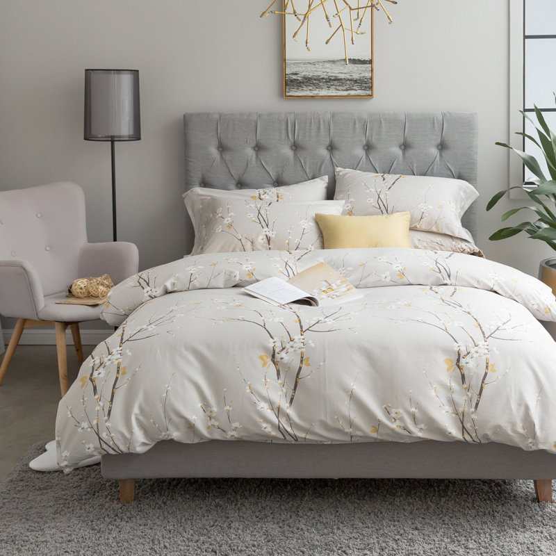 Sateen Floral Duvet Cover, Queen Duvet Cover + 2 Pillow Cases