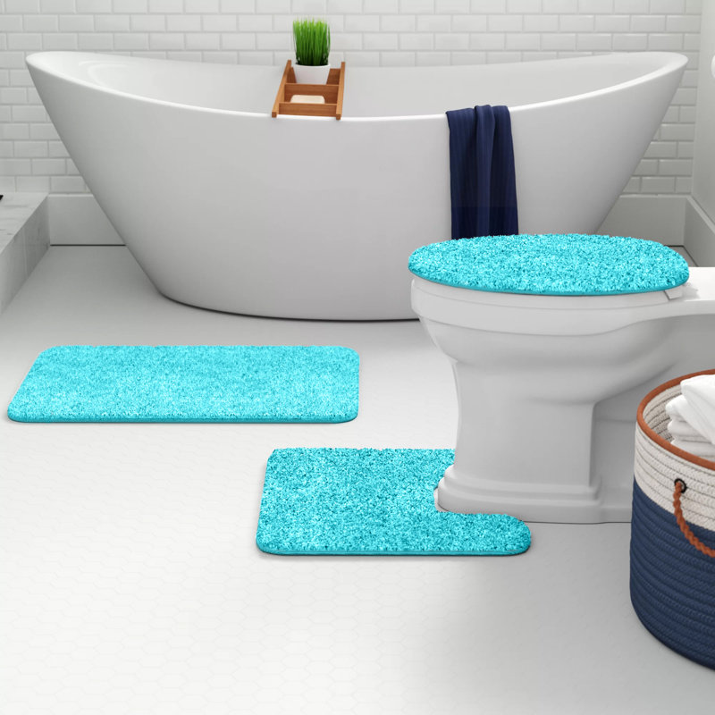 Saveion Non-Slip Bath Rug, Turquoise