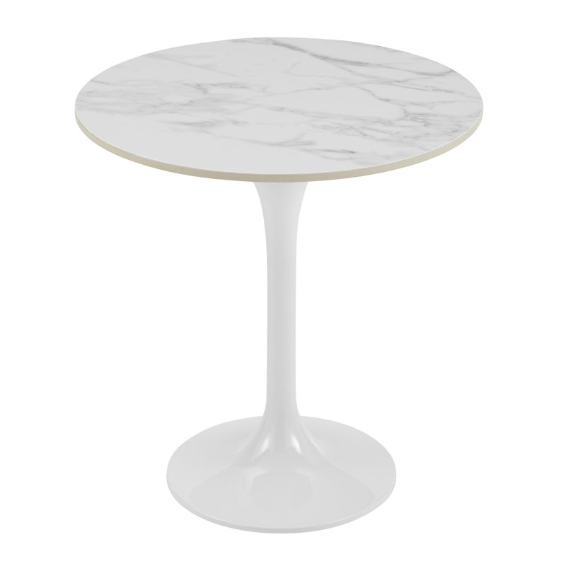 Table d'appoint Flow avec plateau en céramique blanche ultrabrillante et base ultrabrillante, Blanc