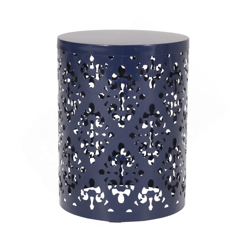 Outdoor Metal End Table -Large, Navy Blue
