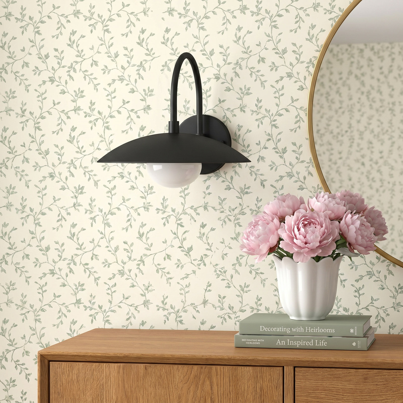 Del Single Light Wrought Iron Armed Sconce, Black